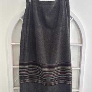 Ashley Stewart Charcoal Maxi Skirt with Stripes